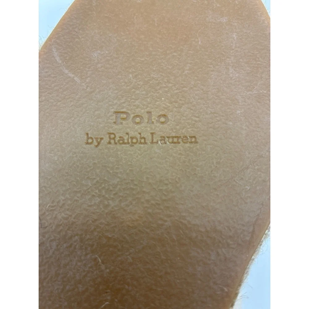 Polo Ralph Lauren Cream Canvas Espadrille Wedge Lace Up Sandals Womens 8B Spain